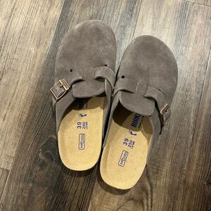 Birkenstock Taupe Suede Slip-Ons